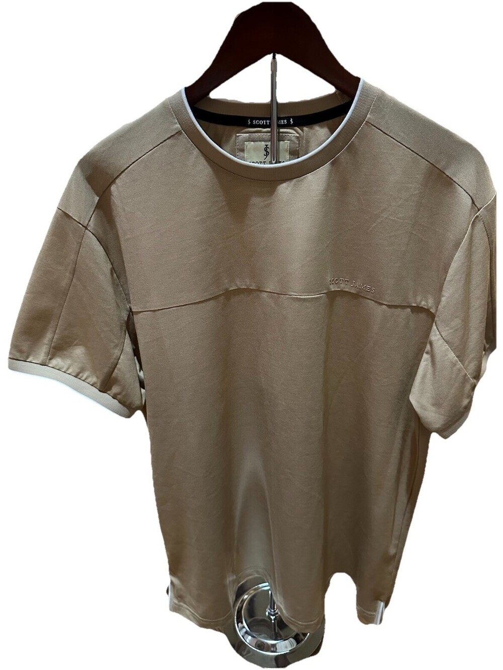 Scott James Mens XL Tan Minimalist Designer T Shirt Logo Streetwear
